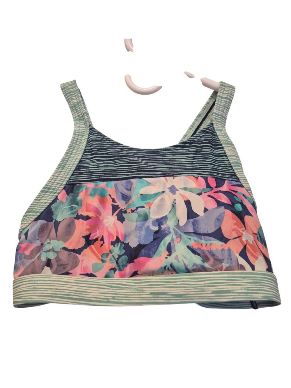 Athleta Girl Surfs Up Bikini Top Teal Blue Floral Print Girls 12 Swimwear Beach